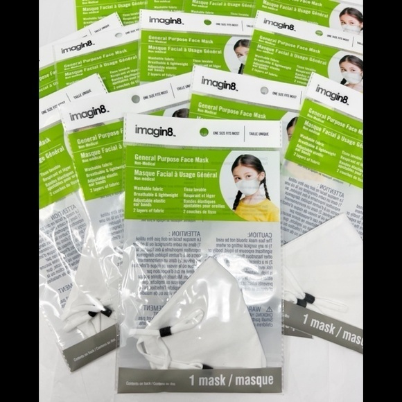 Lot of 14 General Purpose White Fabric Face Masks Kids Size - Picture 2 of 3